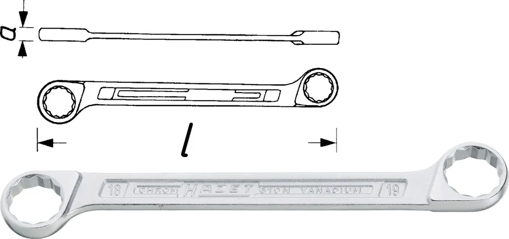 Preisknaller HAZET Doppel-Ringschlüssel Doppel-Sechskant-Tractionsprofil 14x15 610N-14X15