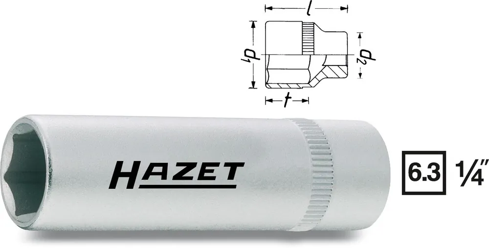 Jetzt Kaufen HAZET Steckschlüssel-Einsatz 6,3mm 1/4 Zoll Außen-Sechskant-Tractionsprofil 8 850LG-8