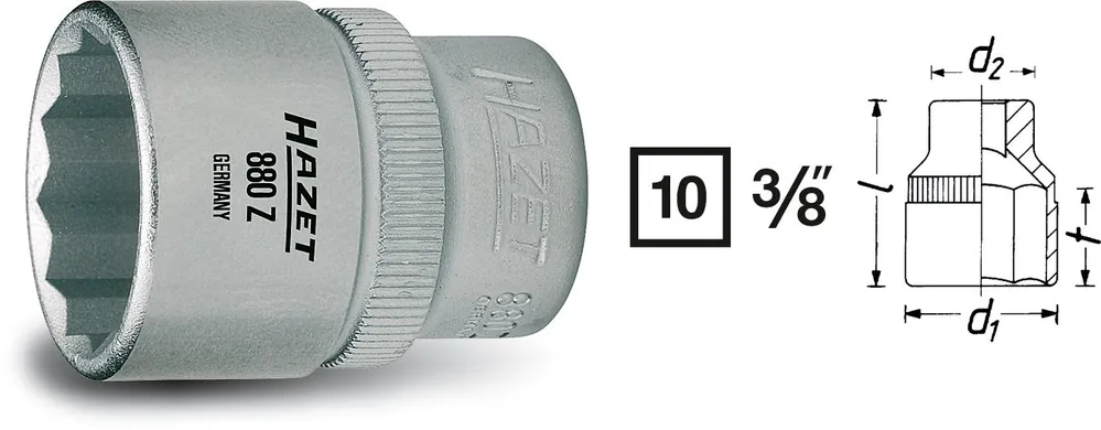 Billig HAZET Steckschlüssel-Einsatz 10mm 3/8 Zoll -Tractionsprofil 22 880Z-22