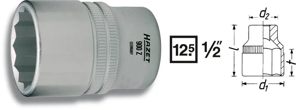 Sale HAZET Steckschlüssel-Einsatz 12,5mm 1/2 Zoll -Tractionsprofil 900AZ-5/8