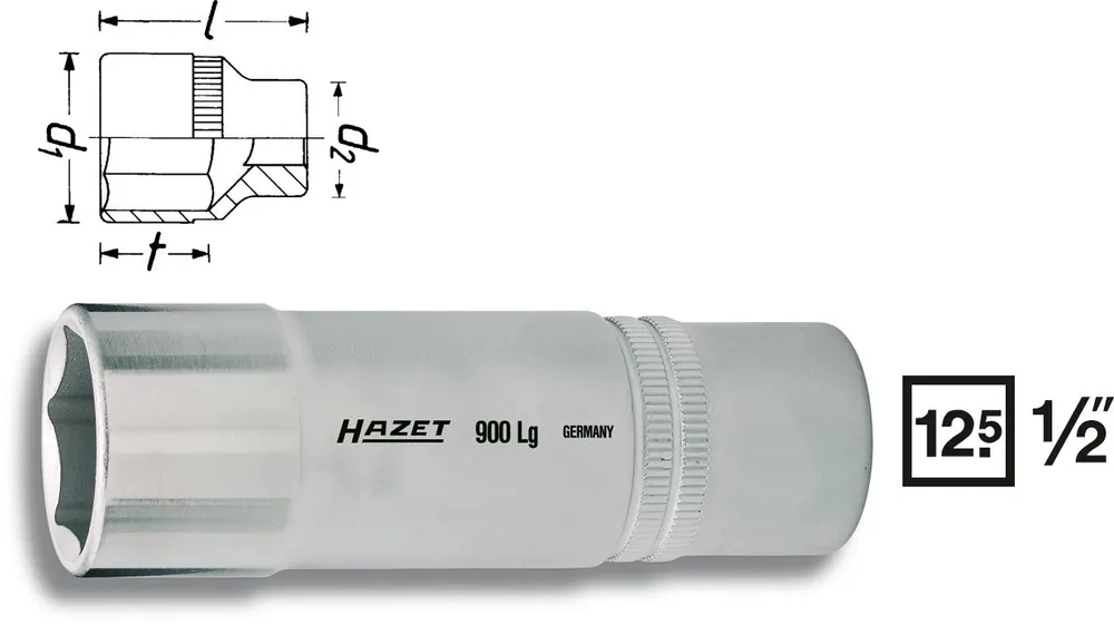 HAZET Steckschlüssel 12,5mm 1/2 Zoll Außen-Sechskant-Tractionsprofil 21 900LG-21 Expressversand