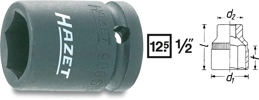 HAZET Kraft Einsatz 12,5mm 1/2 Zoll Außen-Sechskant-Tractionsprofil 13 900S-13 Neue Ware