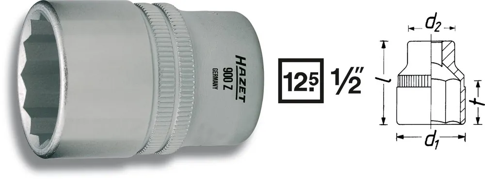 Expressversand HAZET Steckschlüssel-Einsatz 12,5mm 1/2 Zoll -Tractionsprofil 9 900Z-9