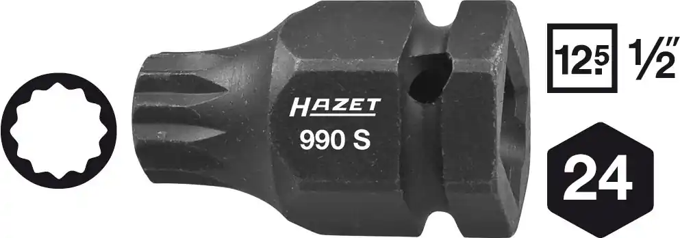 HAZET Steckschlüsseleinsatz 18mm Vielzahn XZN 1/2 Zoll 12,5mm 43mm lang 990S-18 Rabatt