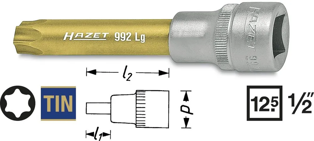 Günstig HAZET Steckschlüsseleinsatz T50 TORX 1/2 Zoll 12,5mm 992LG-T50