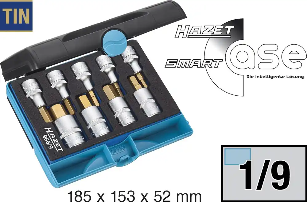 HAZET Schraubendreher-Steckschlüssel Satz 12,5mm 1/2 Zoll Innen-Sechskant 9-teilig 986/9 Versand Am Gleichen Tag
