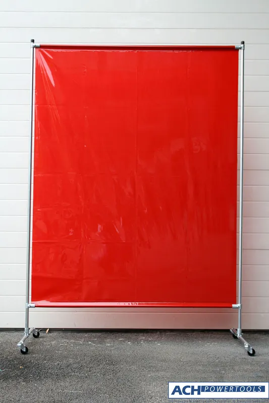 ACH EURO Wand Stahlrohrgestell 4 Rollen 1,40x2,00 m PVC Vorhang Rot 508921 Finale Aktion