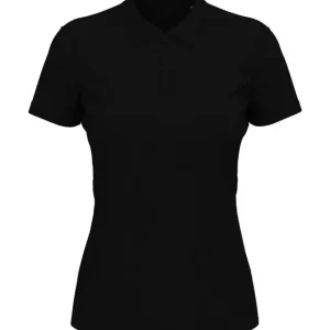 Nur Heute Damen Polo Shirt Schwarz 100% Baumwolle Piqué 180 g/m²