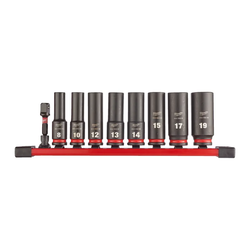Milwaukee SHOCKWAVE Schlagnuss 3/8" lang Set 9-teiliges Set auf Schiene Bestpreis