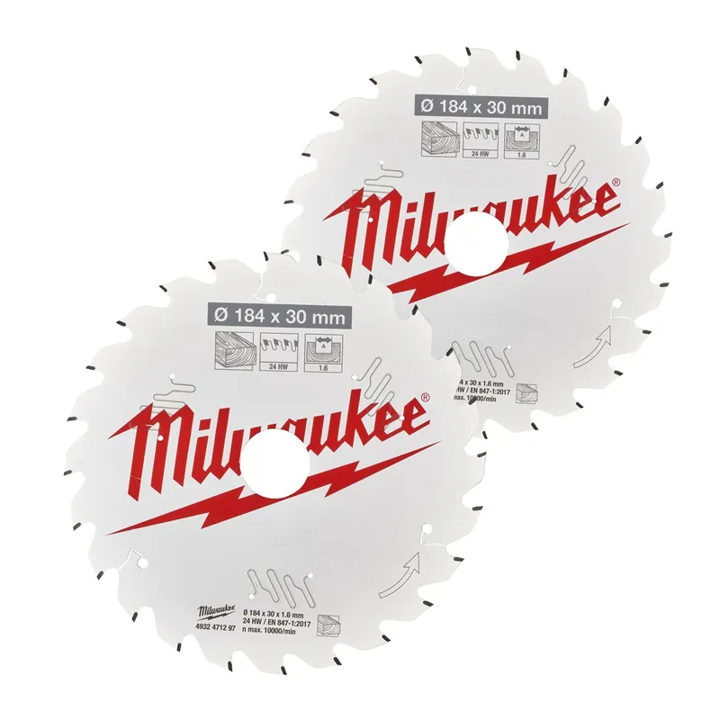 Neu Milwaukee Kreissägeblatt Holz für Handkreissägen Doppelpack 190/30 mm Z24 Wechselzahn u. 190/30 mm Z48 Wechselzahn