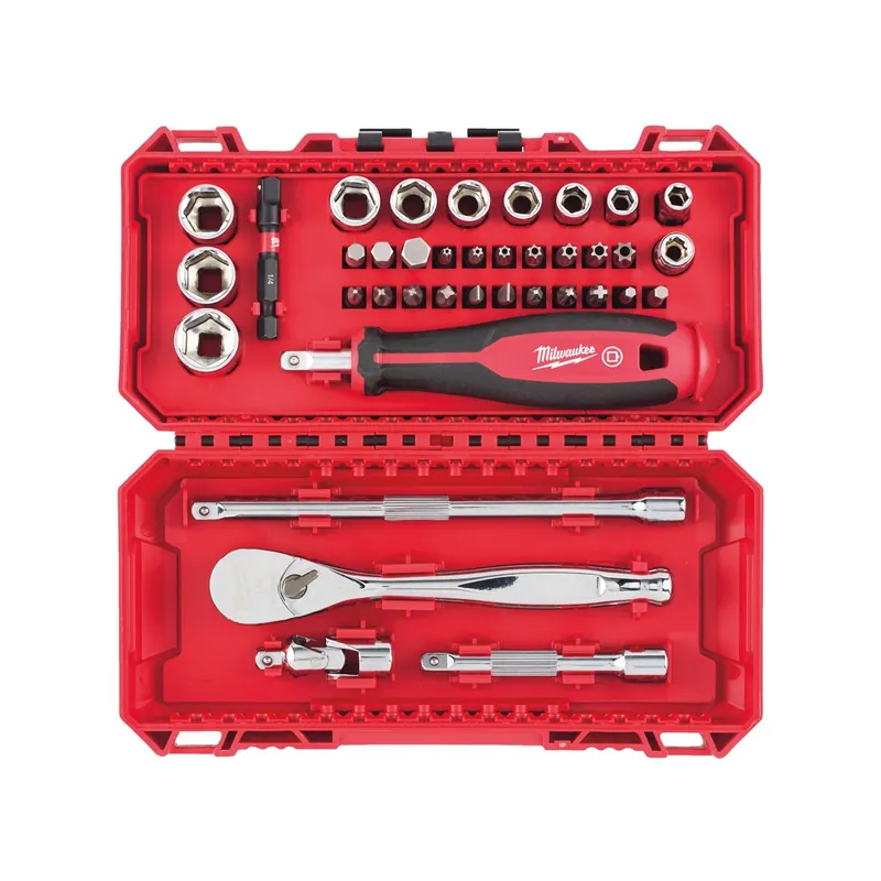 Markenprodukt Milwaukee Ratschen-, Standard Steckschlüsseleinsätze- und Handgriff Set 1/4" metrisch, 38-teilig