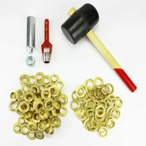 Profi Hammer Ösenset 20mm + 100 Ösen Messing DIN 7332 Locheisen Ösenwerkzeug Top-Seller