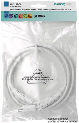 AXING BAK 502-00 BK-Anschlusskabel 5,0m IEC Stecker/Kupplung Mantelstromfilter Zertifiziert