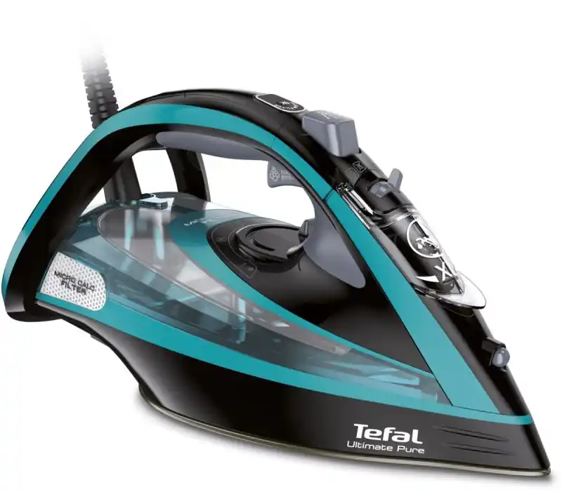 Zertifiziert Tefal Dampfbügeleisen Ultimate Pure FV 9844 sw/türkis