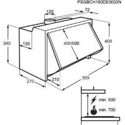 Begrenztes Angebot AEG Carat EB-Dunstabzugsh. DEB2531S Flip Open 56cm 3 Stufen LED-Beleuchtung