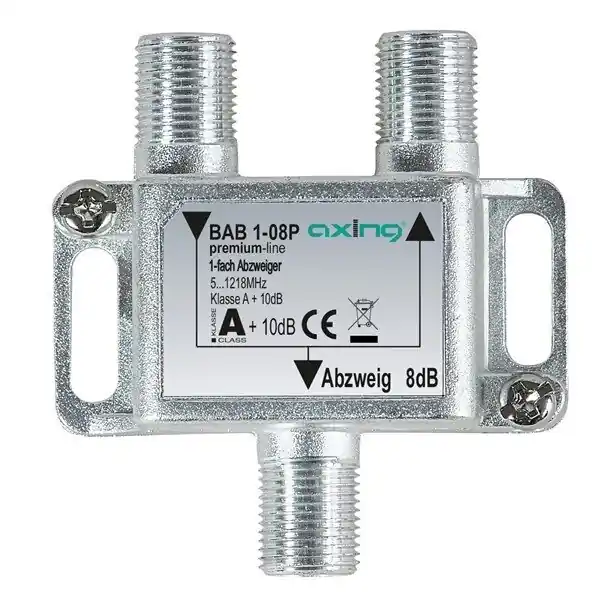 Axing BAB 1-08P 1fach Abzweiger 8dB 5-1218MHz brummentkoppelt Kl.A+ Vodafone Saisonangebot