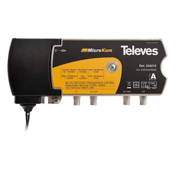 Solange Der Vorrat Reicht Televes KVE2025RK65 BK-Verstärker 20/25dB m.RK 5-65MHz 20dB
