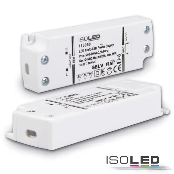 Saisonangebot ILLI - i113050 Sicherheitstrafo 0-15W 24V ws 103x35x16mm Konv