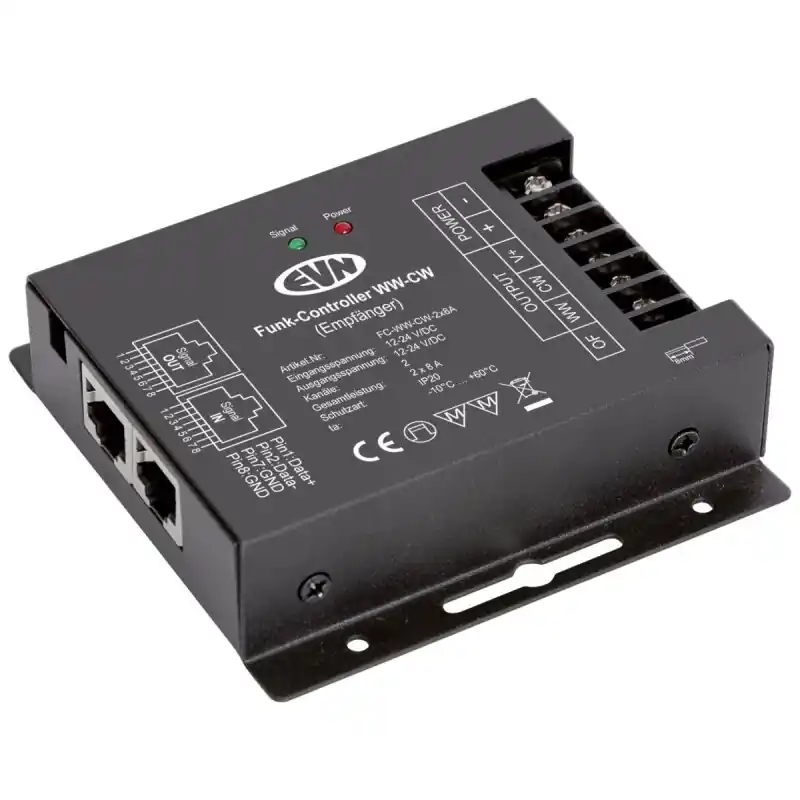 Sonderangebot EVN FC-WW-CW-2x8A Funk-ContRoller- Empfänger IP20 12-24V/DC 2x8A 433,9MHz
